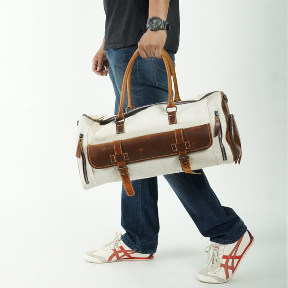 Leather Travel Bag Duffle Bag - Picture 3 of 13